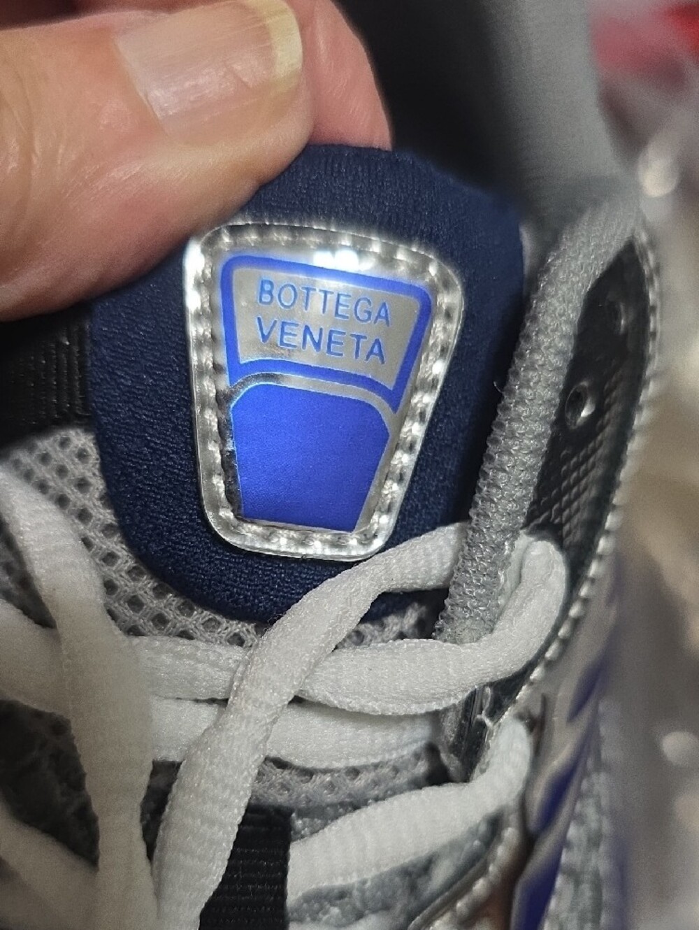 Bottega Veneta Silver & Blue Sneakers - Picture 2 of 10